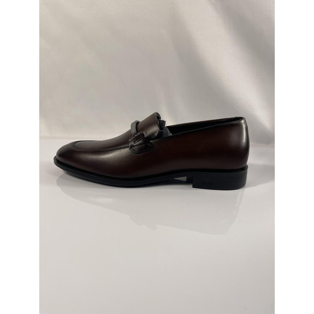 BOSS Shoes Mens Size 8 Dark Brown Leather Colby Loafer Slip On Dress Oxford